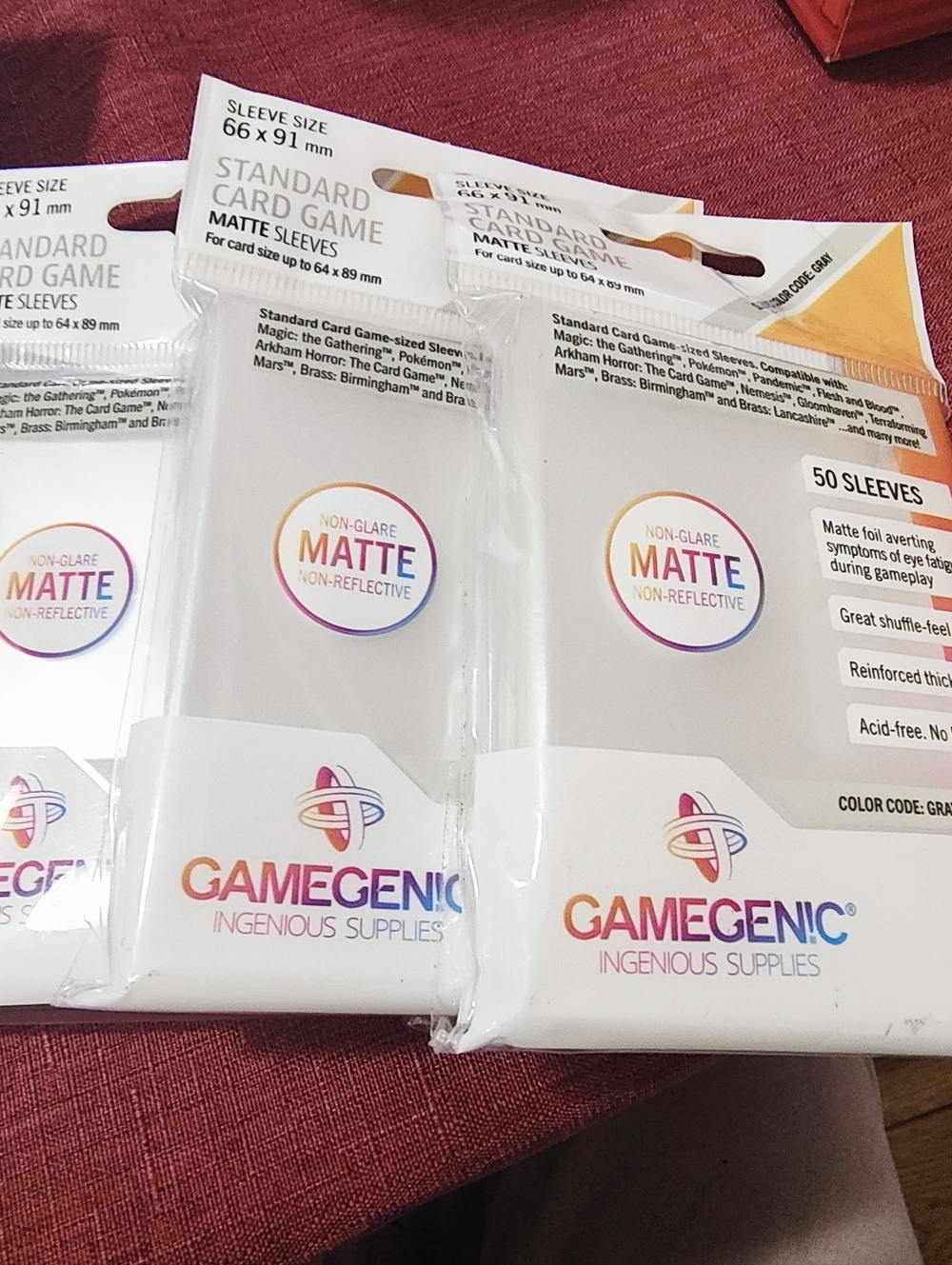 Gamegenic Standard Matte Card Sleeves  Grey (50ct) 3 Packs